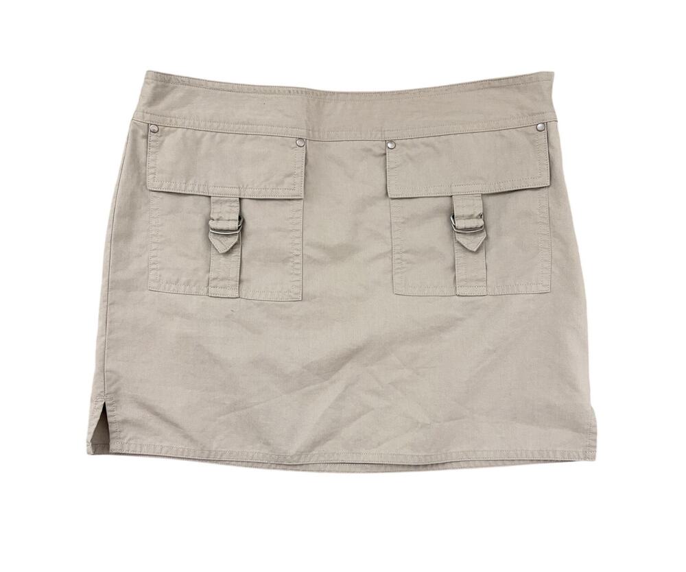vintage y2k express khaki cargo mini skirt tan buckle pockets size 1/2